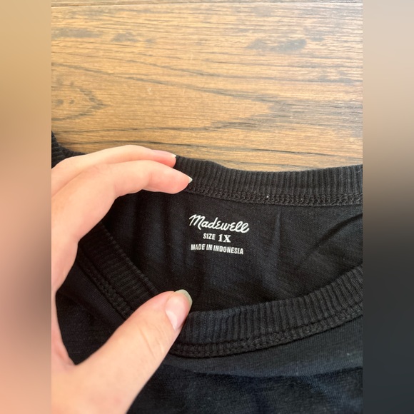 Madewell Black Long Sleeve Whisper Cotton Rib Crewneck‎ T-Shirt Women’s Size 1X - Picture 3 of 4